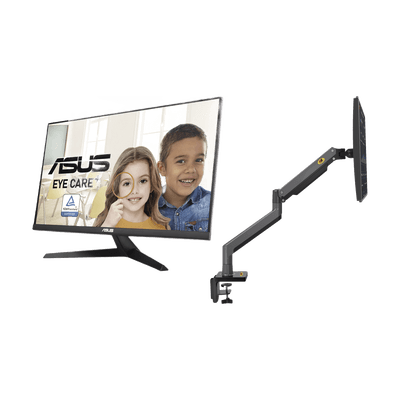 Kit de Montaje de Escritorio Articulado + Monitor Profesional Ultra Delgado 27” Full HD