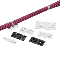 Montaje-Sujetador Para Cable de 4 Vías, con Adhesivo, 25.4 x 25.4mm (1in x 1in), Color Blanco, Uso en Interior, 1 pieza