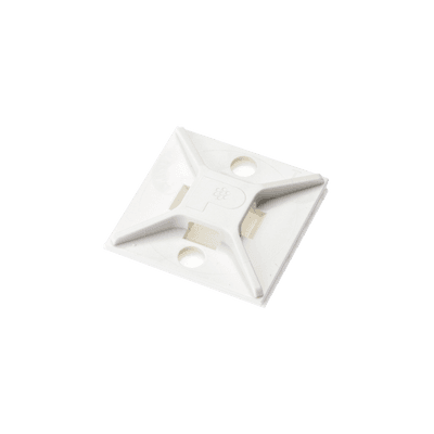 Montaje-Sujetador Para Cable de 4 Vías, con Adhesivo, 25.4 x 25.4mm (1in x 1in), Color Blanco, Uso en Interior, 1 pieza