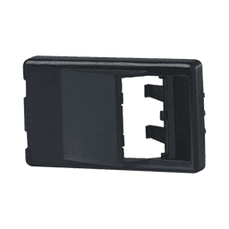 Placa de Mobiliario Modular Estándar, Salidas Para 2 Puertos Mini-Com Angulados, Color Negro