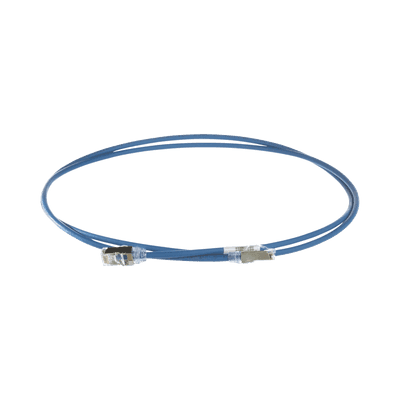 Patch Cord Cat6A, Diametro Reducido 28 AWG, Blindado S/FTP, CM/LS0H, 1 m, Color Azul