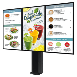 Montaje Tipo Kiosco para exterior compatible con Pantallas de 55" Samsung OH55AS / Diseño Ultradelgado / METAL / Exterior IP65 / Base Pedestal 8" / Soporte para 3 pantallas