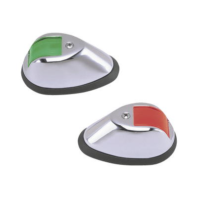 Set de Luces de Navegación Verticales en Carcasa Cromada en Color Rojo/Verde para Embarcaciones a Motor de Hasta 20 Metros 