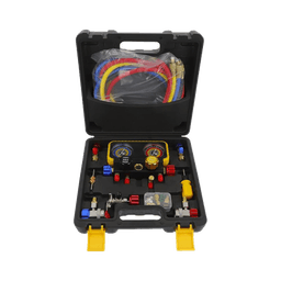  Manómetro de 4 vías con Accesorios para Gas refrigerante  R410A/ R32/ R134A/R22 