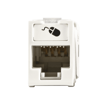 Jack UltraMAX Cat6, UTP, Montaje híbrido en Placa de Pared (Plano y Angulado), Color Blanco, Punch Down