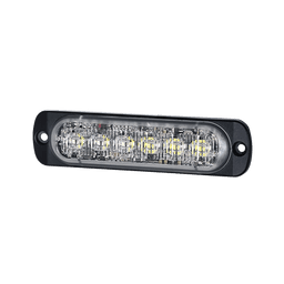 Luz Auxiliar de 12 LED, Rojo/Azul, SAE, Bisel Negro, Lente Transparente