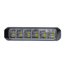 Luz Auxiliar de 18 LED, SAE, Tricolor, Bisel Negro, Rojo/Blanco/Azul, Lente Transparente