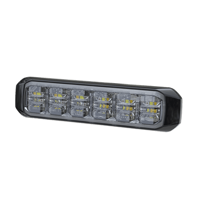 Luz Auxiliar de 18 LED, SAE, Tricolor, Bisel Negro, Rojo/Blanco/Azul, Lente Transparente