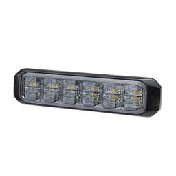Luz Auxiliar de 18 LED, SAE, Tricolor, Bisel Negro, Rojo/Blanco/Azul, Lente Transparente