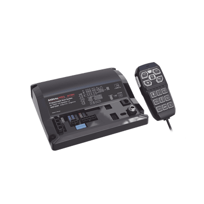 Sirena Vehicular de 200W de Potencia, Con Controlador Unimando de 15 Botones Para Control de Tonos, 12 Salidas Auxiliares y Micrófono