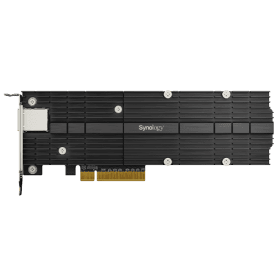 Adaptador Combinado SSD M.2 y 10 GbE | PCIe 3.0 x8 | 2 Ranuras NVMe M.2 22110/2280 | Puerto 10GBASE-T RJ45 | Autonegociación 10/5/2,5/1 Gbps | Compatible con SSD NVMe SNV3000 | Garantía de 5 Años.