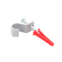 Kit de 8 grapas, 8 taquetes y 8 tornillos para sujetar conductores redondos o tubo en muro (para tubo de 1/2) (2104-07240)