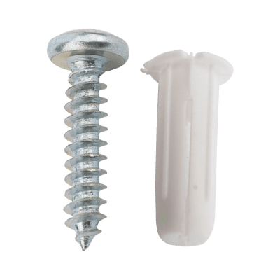 Paquete de 20 taquetes blancos  3/4" y 20 tornillos 8mm x 3/4" (1101-05002)
