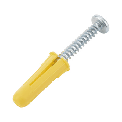 Paquete de 20 taquetes amarillo  1" y 20 tornillos 8mm x 1"
