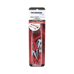 Paquete Con 10 Taquetes Rojos de 1/4" y 10 tornillos 10 x 1 1/2" (4.82 x 38 mm) (1103-05002)