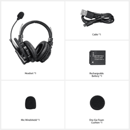Diadema de Comunicación Inalámbrica Binaural / Cancelación de ruido IA / Comunicación Distancia 500m / Bluetooth / Batería 1050mAh / Resistente a la Lluvia