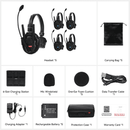 Kit de 5 Intercomunicador Inalámbrico TXtalk Pro / Antenas Externas / Rango 500m / Hasta 13 Unidades Conectadas / Auricular Monoaural / Batería 1050mAh / ABS Ligero y Cuero Suave
