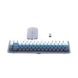 Paquete de Teclado y Mouse | 85 teclas en Español | Bluetooth y 2.4GHz |  Mouse Ambidiestro  | Sensor de DPI ajustable | Efectos de Iluminación del Teclado | Amplia compatibilidad | Color Azul.