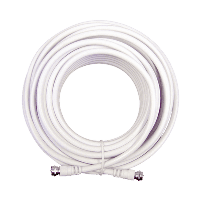 Jumper Coaxial con Cable Tipo RG-6 en Color Blanco de 15.24 Metros (50 Pies) de Longitud y Conectores F Macho en Ambos Extremos. 75 Ohm de Impedancia.