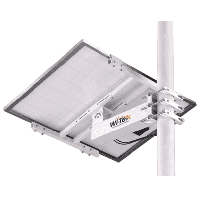 Soporte Montaje Panel Solar WI-BRKP133 para Postes / Estructura Galvanizada SGCC 2 mm / Ajuste Ángulo 0-75° / Compatible Postes Redondos 76-133 mm y Cuadrados 50-130 mm / Paneles hasta 900 mm Ancho y 35 mm Grosor / Resistente Corrosión y