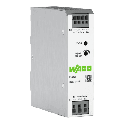 Fuente de Alimentación BASE / 24V DC 5A 120W / Monofásica 100-240V AC / Push-in CAGE CLAMP® / Sincronización Primaria / Conexión Paralelo y Línea / SELV/PELV / IP20